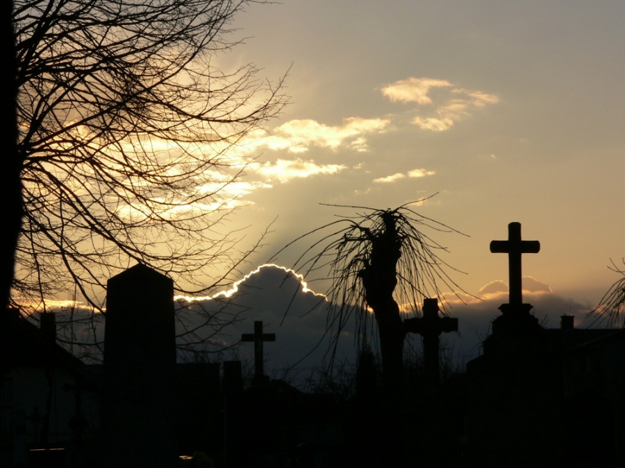 Evening on graveyard
