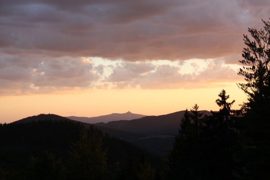 Evening countryside with Ještěd